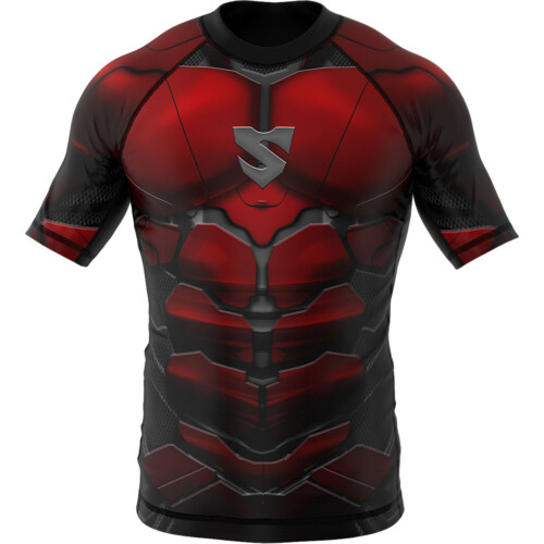 Children's rashguard MMA with short sleeves SMMASH RED ARMOUR